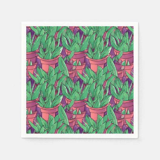 Aloë Vera in potten patroon Servet (Voorkant)