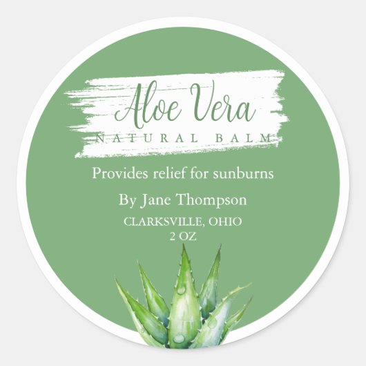 Aloë Vera Natural Balm Label (Voorkant)