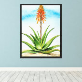 Aloë vera plant canvas afdruk (Insitu (Houten vloer))