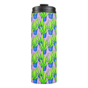 Aloe Vera Planten met Paarse Achtergrond Thermosbeker
