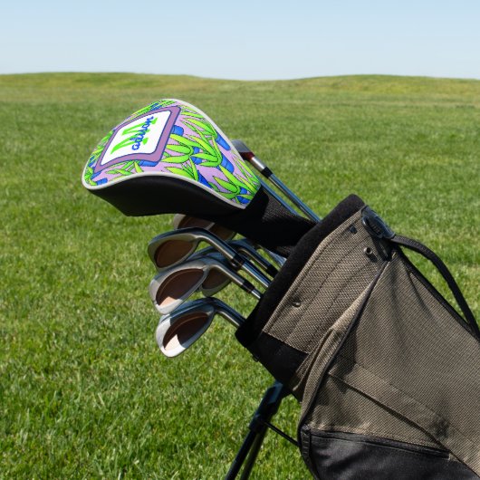 Aloë Vera Planten Patroon Monogram Golfheadcover (Insitu)
