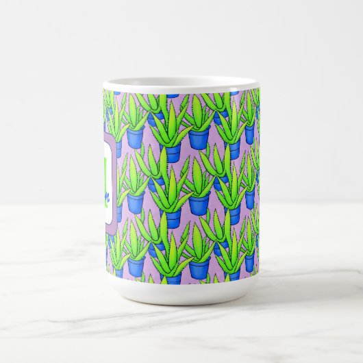 Aloë Vera Planten Patroon Monogram Koffiemok (Center)