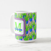 Aloë Vera Planten Patroon Monogram Koffiemok (Voorkant links)
