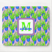 Aloë Vera Planten Patroon Monogram Muismat (Voorkant)