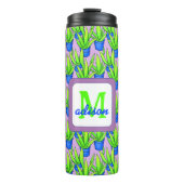 Aloë Vera Planten Patroon Monogram Thermosbeker (Voorkant)