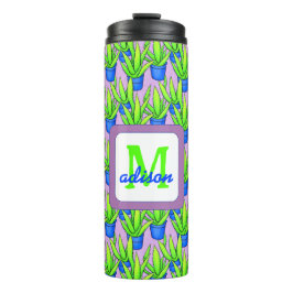 Aloë Vera Planten Patroon Monogram Thermosbeker