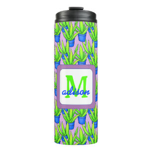 Aloë Vera Planten Patroon Monogram Thermosbeker