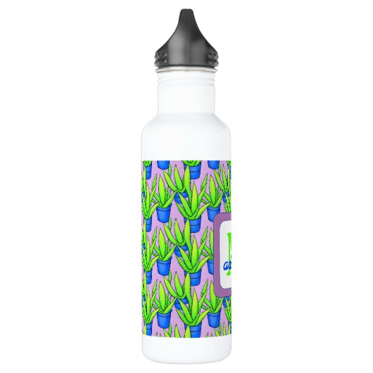 Aloë Vera Planten Patroon Monogram Waterfles (Links)