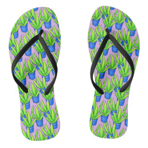 Aloë Vera Planten Patroon Textiel Teenslippers