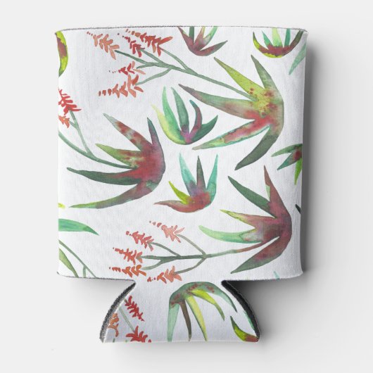 Aloe Vera Succulent Blooms Garden Waterverf Blikjeskoeler (Voorkant)