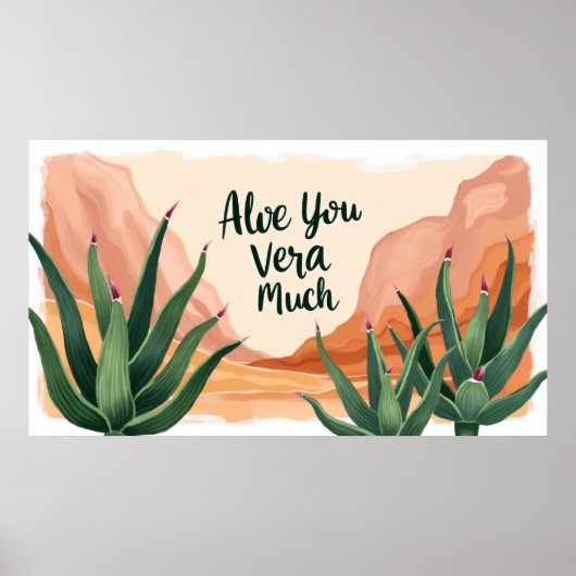 Aloe You Vera Much Funny Aloe Wall Art Print (Voorkant)