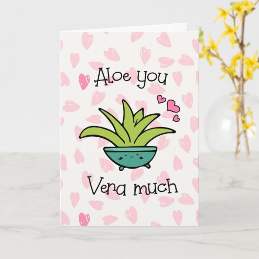 Aloe You Vera Veel Cute Liefde Pun Kaart (Gele Bloem)