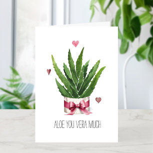 Aloe You Vera Veel Liefde Puns voor Valentijnsdag Kaart