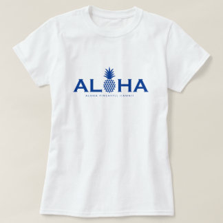 alohaパイナップル ブルーロゴ(heart) t-shirt