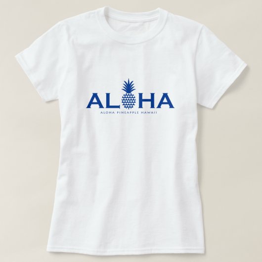 alohaパイナップル ブルーロゴ(heart) t-shirt (Design voorkant)