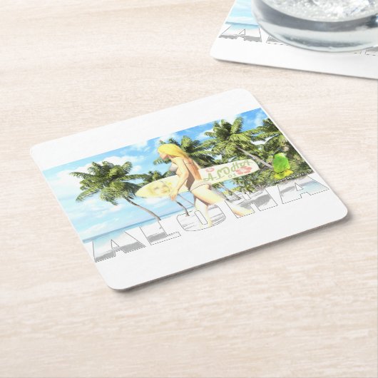 Aloha 01 kartonnen onderzetters (Schuin)