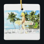 Aloha 01 keramisch ornament<br><div class="desc">Aloha! Dream Landschap met een meisje dat ons uitnodigt om te surfen en plezier te maken,  sport,  in volledige vrijheid. Tekening gemaakt met de computer,  3d 2d.</div>