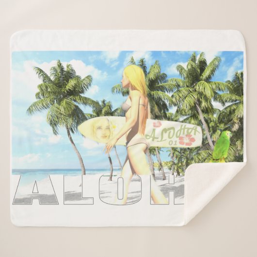 Aloha 01 sherpa deken (Voorkant (horizontaal))