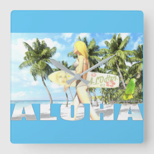 Aloha 01 vierkante klok