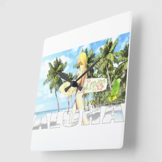 Aloha 01 vierkante klok (Hoek)