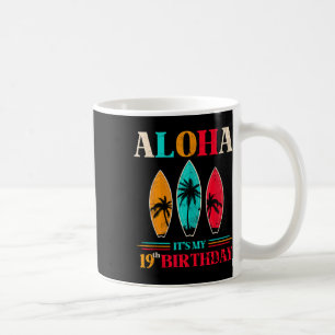 Aloha 19e verjaardag Hawaii Tropisch strand surfen Koffiemok