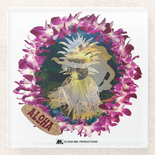 ALOHA 27 GLAZEN ONDERZETTER (Voorkant)