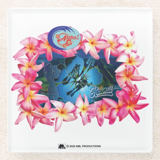 ALOHA 2 10 GLAZEN ONDERZETTER (Voorkant)