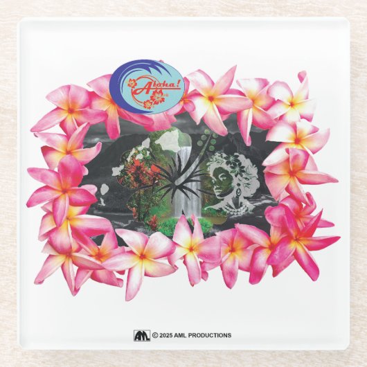 ALOHA 2 2 GLAZEN ONDERZETTER (Voorkant)