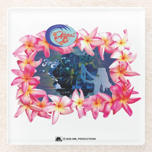 ALOHA 2 5 VERSIE 1 GLAZEN ONDERZETTER (Voorkant)