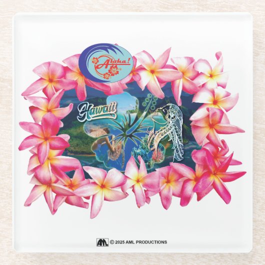 ALOHA 2 8 GLAZEN ONDERZETTER (Voorkant)