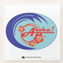 ALOHA 2 LOGO GLAZEN ONDERZETTER