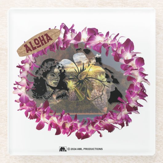 ALOHA 33 VERSIE 2 GLAZEN ONDERZETTER (Voorkant)