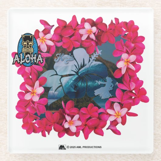 ALOHA 3 14 GLAZEN ONDERZETTER (Voorkant)