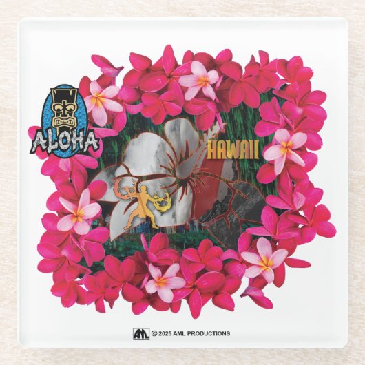 ALOHA 3 1 GLAZEN ONDERZETTER (Voorkant)