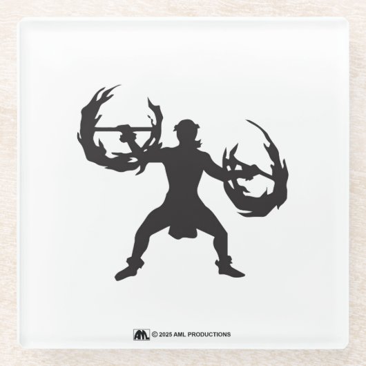 ALOHA 3 Hula Man Vuurdanser Glazen Onderzetter (Voorkant)