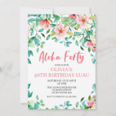 Aloha 40 Tropische Luau Birthday Uitnodiging (Voorkant)