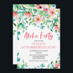 Aloha 40 Tropische Luau Birthday Uitnodiging<br><div class="desc">grafische kaart van DeniseAnneGraphics.etsy.com Aloha 40! Tropische Luau 40e verjaardag. Mooie tropische bloemen en groen.</div>