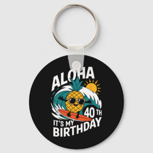 Aloha 40e verjaardag Hawaii ananas surfen Tropisch Sleutelhanger