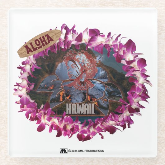 ALOHA 42 GLAZEN ONDERZETTER (Voorkant)