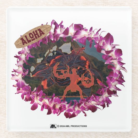 ALOHA 44 GLAZEN ONDERZETTER (Voorkant)