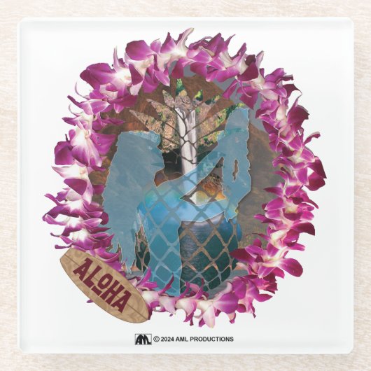 ALOHA 46 GLAZEN ONDERZETTER (Voorkant)