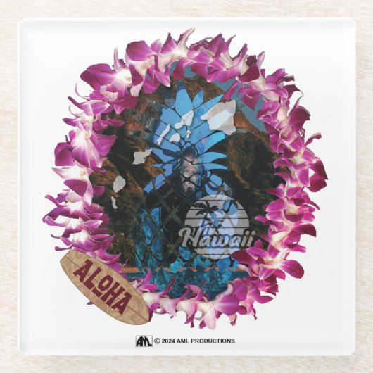 ALOHA 48 GLAZEN ONDERZETTER (Voorkant)