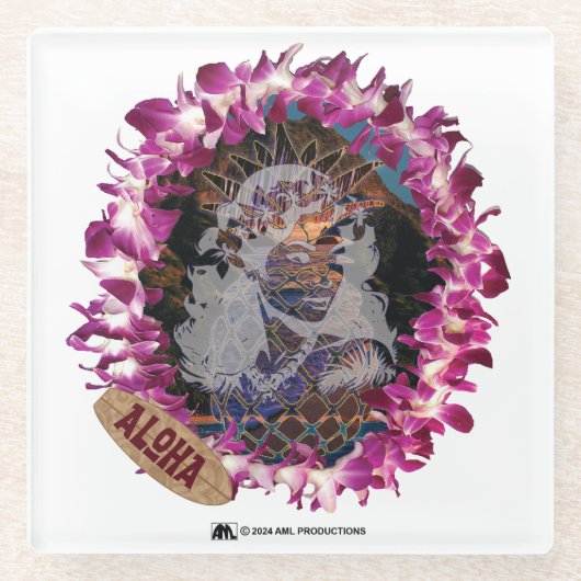 ALOHA 49 VERSIE 2 GLAZEN ONDERZETTER (Voorkant)