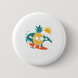 Aloha 50ste verjaardag Hawaii Ananas Surfen Tropis Ronde Button 5,7 Cm