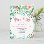 Aloha 50th Tropical 50th Luau Birthday Invitation Kaart (Staand voorkant)