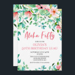Aloha 50th Tropical 50th Luau Birthday Invitation Kaart<br><div class="desc">grafische kaart van DeniseAnneGraphics.etsy.com Aloha 50! Tropische Luau 50e verjaardag. Mooie tropische bloemen en groen.</div>