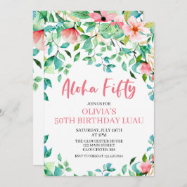 Aloha 50th Tropical 50th Luau Birthday Invitation Kaart