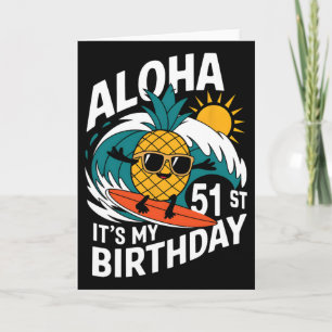 Aloha 51e verjaardag Hawaii Ananas Surfen Tropisch Kaart