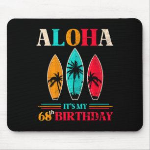 Aloha 68e verjaardag Hawaii Tropisch Strand Surfen Muismat