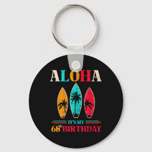 Aloha 68e verjaardag Hawaii Tropisch Strand Surfen Sleutelhanger